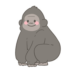 Fototapeta premium Cute smiling cartoon gorilla character