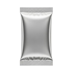 Empty silver foil pouch isolated on transparent background