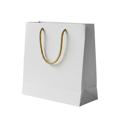 White shopping bag with rope handle isolated on transparent background