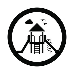 Fototapeta premium Vector illustration icon black and white illustration of a playground structure with slide and ladder