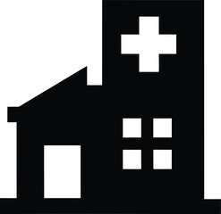 Obraz premium hospital silhouette vector illustration on transparent background