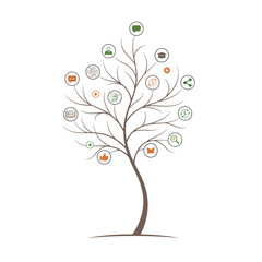 Abstract tree vector illustration featuring a nature design with artistic branches and seasonal leaves to symbolize growth and environment in a floral garden