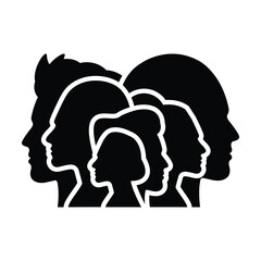 Male and Female user face icon profile silhouette glyph vector