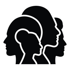 Male and Female user face icon profile silhouette glyph vector