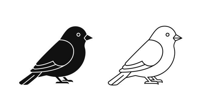 Black and white bird illustration, minimalist design, vector art, simple bird drawing Vector