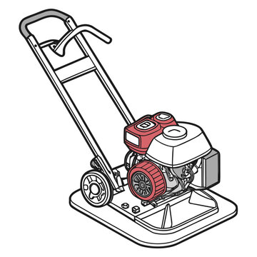 Vibratory Plate Compactor for Soil Compaction - Vector Illustration