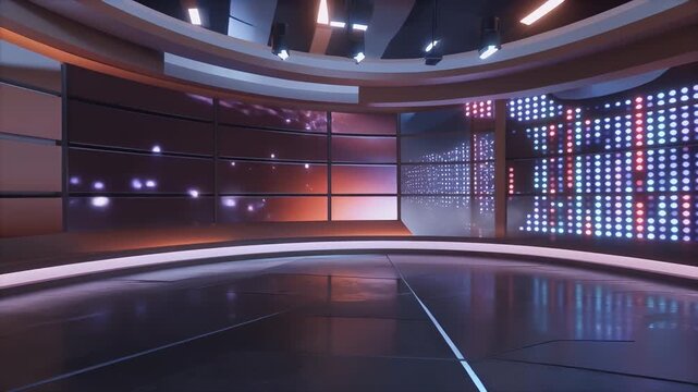 TV Studio Background with Stage and LED Screens