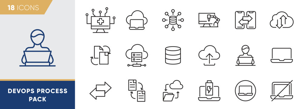 CI CD Pipeline, Cloud Deployment, Automation Workflow and Software Development Vector Pack