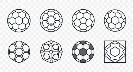 Obraz premium Collection of Minimalist Soccer Ball and Geometric Football Icons