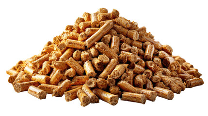Fototapeta premium Wood Pellets Pile: A close-up view presents a mound of wood pellets. Perfect for depicting alternative fuel.