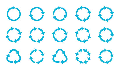 Fototapeta premium Set of circular arrow icons, different number of arrows in blue color