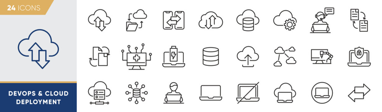 CI CD Pipeline, Cloud Deployment, Automation Workflow and Software Development Vector Pack