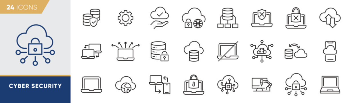 Cyber Security & Data Protection Line Icons Collection