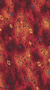 Abstract Red and Orange Pattern with Diamond Accents.