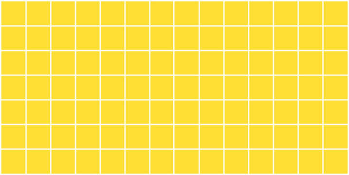 Bright yellow square ceramic tile grid seamless bathroom pattern