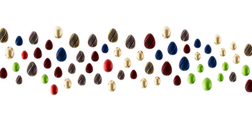 Colorful Easter eggs arrangement isolated on a white background. Perfect for Easter greetings and holiday designs. © vegefox.com