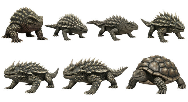 various ankylosaurus species illustrated and rendered against a bright white background extinct armored dinosaurs good for education