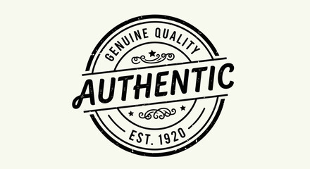 Obraz premium Authentic Genuine Quality Est 1920 Vintage Rubber Stamp.