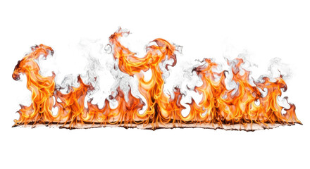 Flames with smoke rising isolated on transparent background