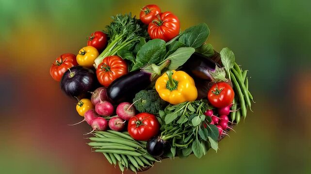 Freshly harvested colorful vegetables in a heap, with healthy and vibrant ingredients