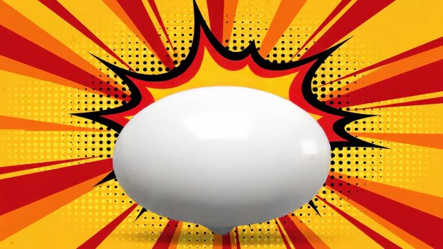 Pop art comic book speech bubble animation retro style background explosion effect communication message introduction template