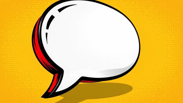 Pop art speech bubble animation with retro comic book style yellow background,blank text space for message