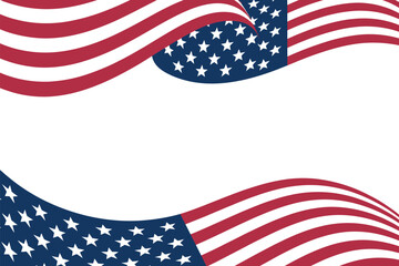 Fototapeta premium Waving American Flags with Stars and Stripes on White Background