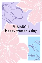 Obraz premium Spring holiday cards. March 8, Mother's Day, Women's Day. Batanichka floral pattern.