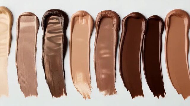 Various arm swatches of foundation in different shades are displayed side by side. This shows skin tones and helps in choosing the right shade for makeup