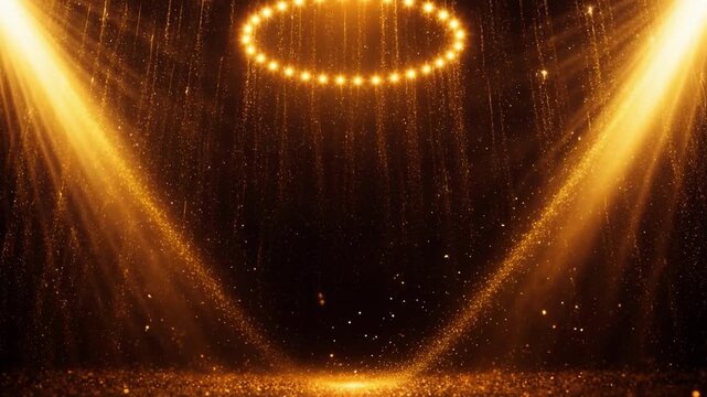 Golden particles shine in the background of the Oscars