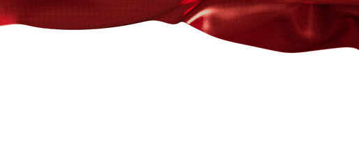 Dramatic red fabric with a satin-like texture flows across a white background. Perfect for design e