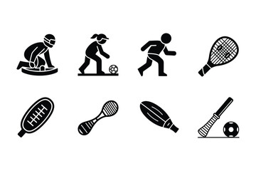 Sports Icon Set Silhouette: Action, Equipment, Games, Activities