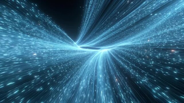 Abstract hyper space jump with blue glowing lights and star dust effect