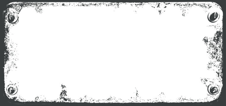 A vector background or frame in a grunge, urban, or steampunk style featuring an iron or copper sign bolted to a wall. Suitable for computer games, street art posters, and banners.