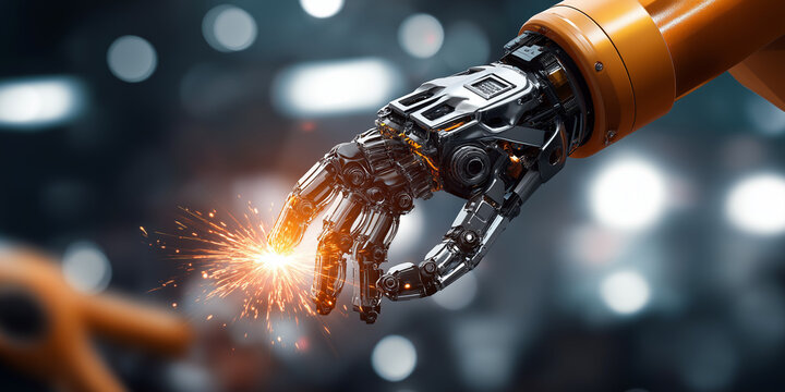 Robotic arm demonstrating economic stimulus and recovery efforts in industrial settings high-tech environment close-up perspective