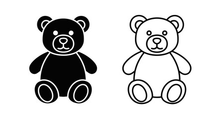 Obraz premium Two cute cartoon bear illustrations, one black and one white, sitting side by side Vector