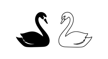Naklejka premium Black and white swan illustration, elegant waterfowl design, graceful bird artwork Vector