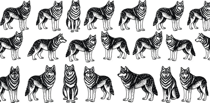 German shepherd dog engraving collection vintage canine illustration detailed vector set