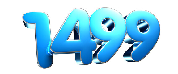 Blue number 1499 3d illustration sign . Advertising signs. Product design. Product sales