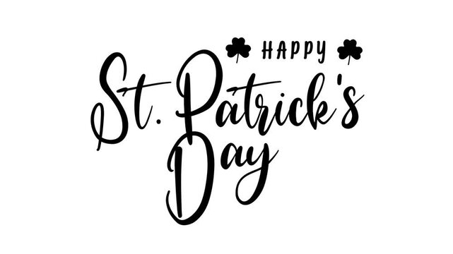 Happy St. Patrick's day text animation suitable for holiday designs, social media posts, greeting cards, and event flyers.
