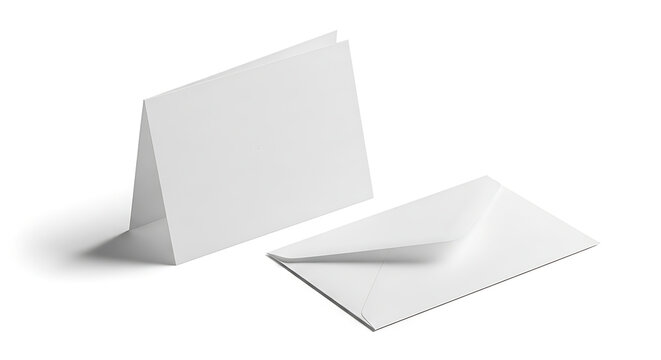 Blank Greeting Card with Envelope Mockup Isolated on White Background