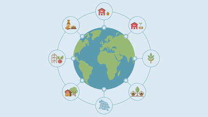 Global Network Connection Around Earth.