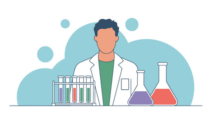 Scientist in Lab Coat with Equipment.