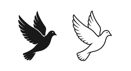 Fototapeta premium Two flying birds, one black and one white, silhouette, vector illustration, symbol of peace Vector