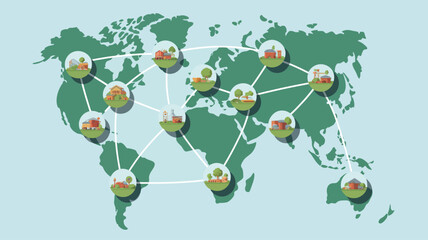 Global Network Connection Map Illustration.