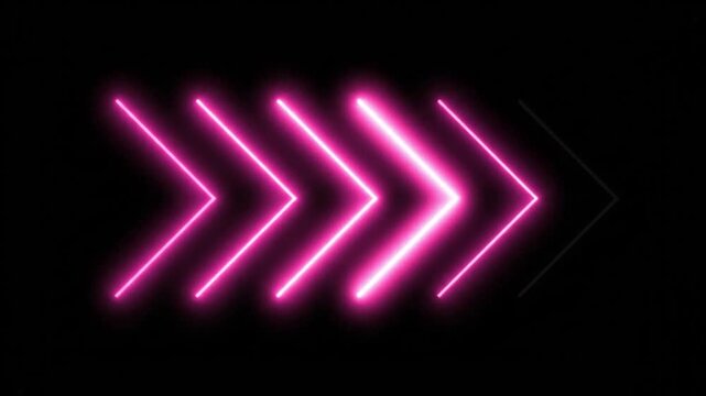 Neon Arrows Pointing Right in Dynamic Sequence