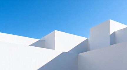Fototapeta premium Minimalist White Building with Clear Blue Sky