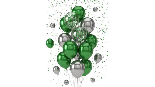 Celebration balloons cluster isolated on transparent background