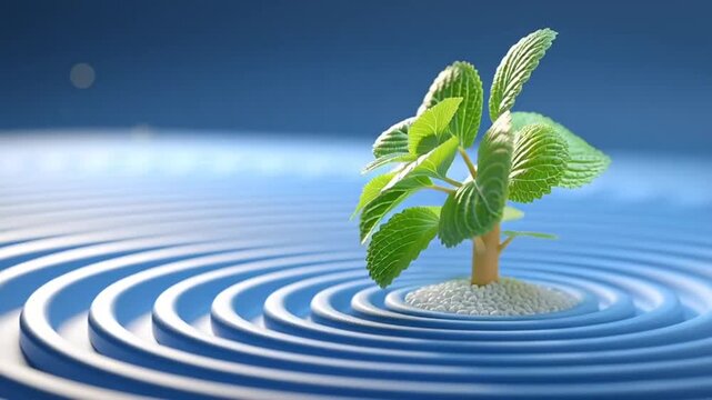 Green plant water ripple.