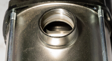 Obraz premium Stainless Steel Pump Housing Close Up Detail
